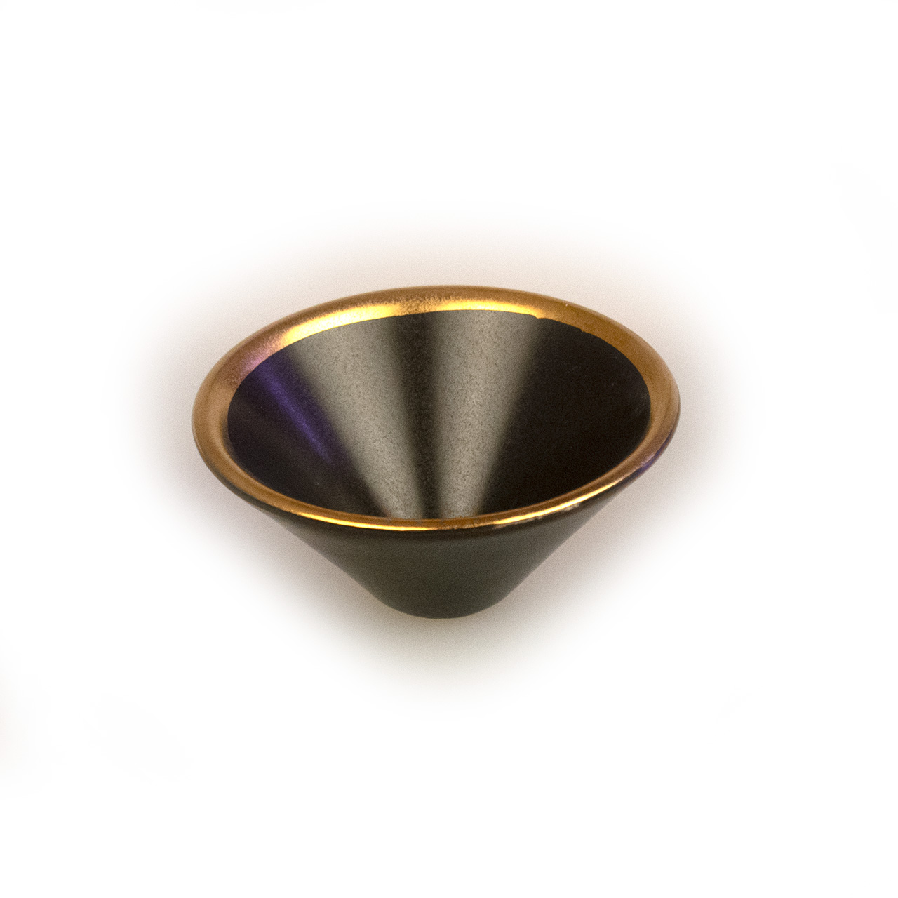 Räucherschale in schwarz mit Goldrand aus Keramik